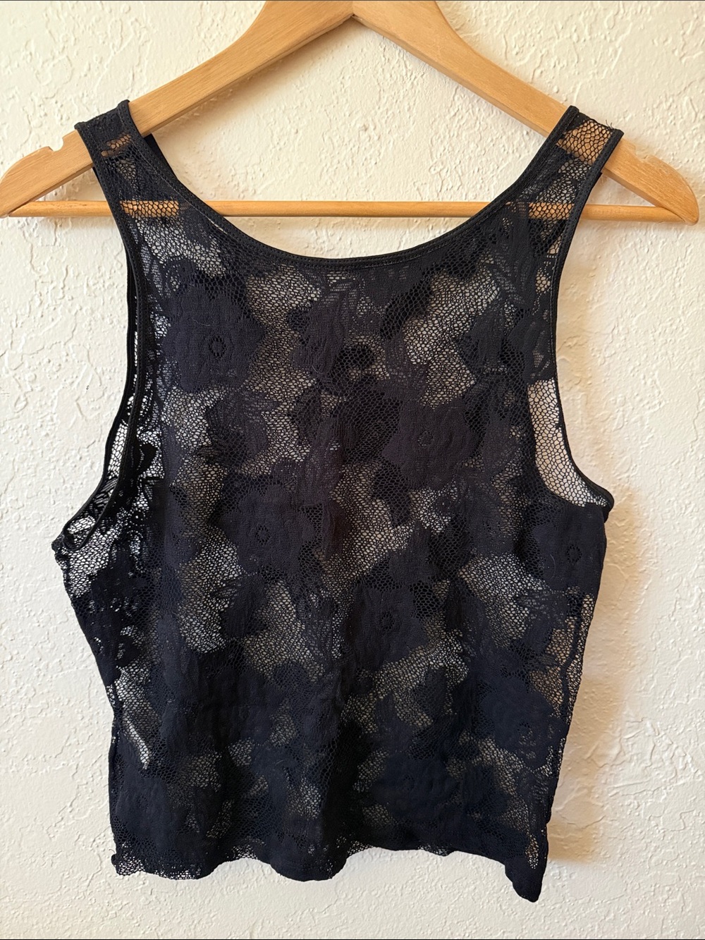 Judith Hart 90’s Vintage Floral Lace Tank Top Black Sheer Size Medium